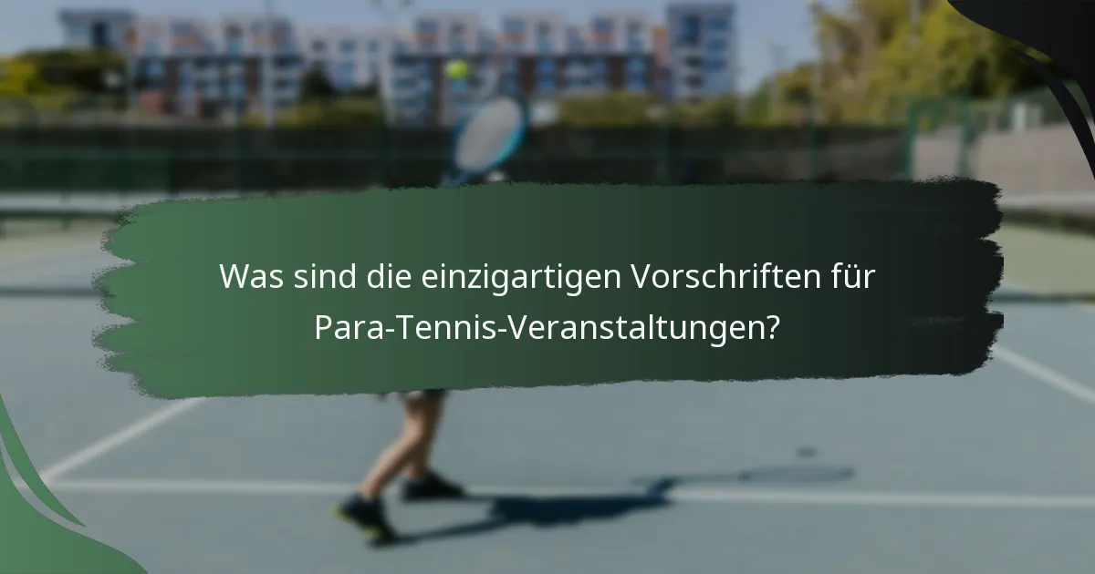Was sind die einzigartigen Vorschriften für Para-Tennis-Veranstaltungen?