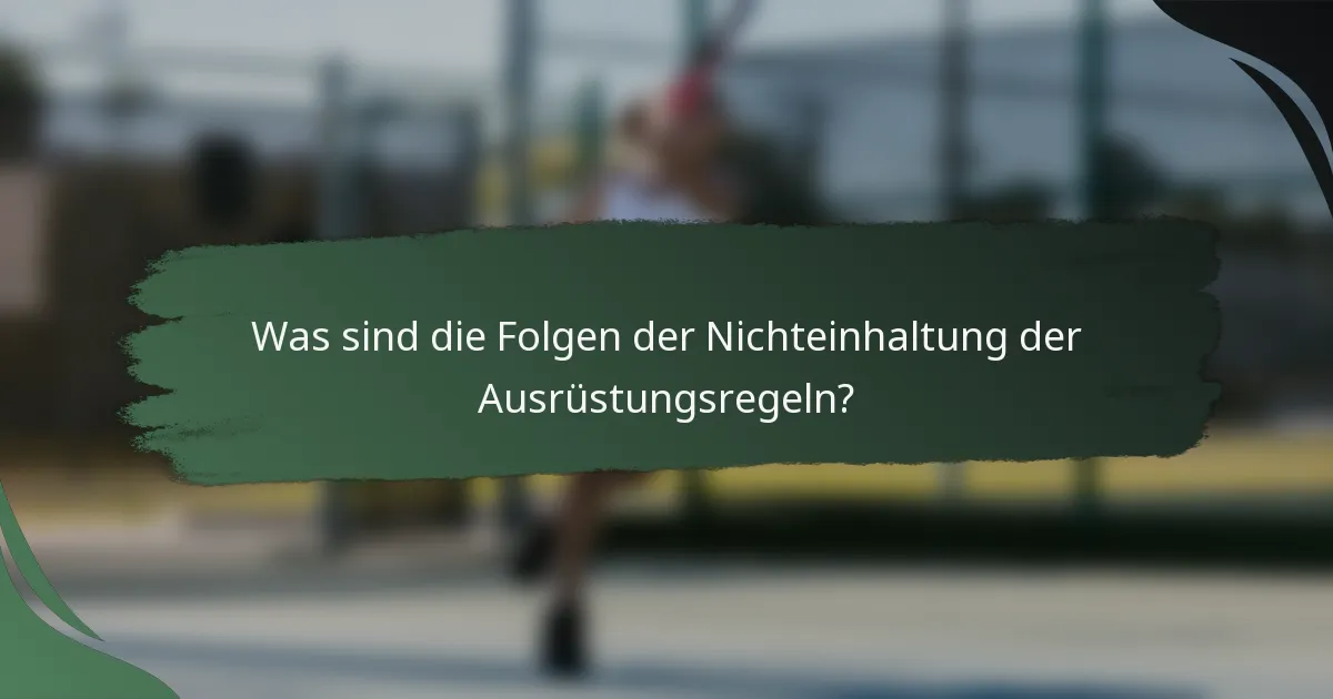 Was sind die Folgen der Nichteinhaltung der Ausrüstungsregeln?