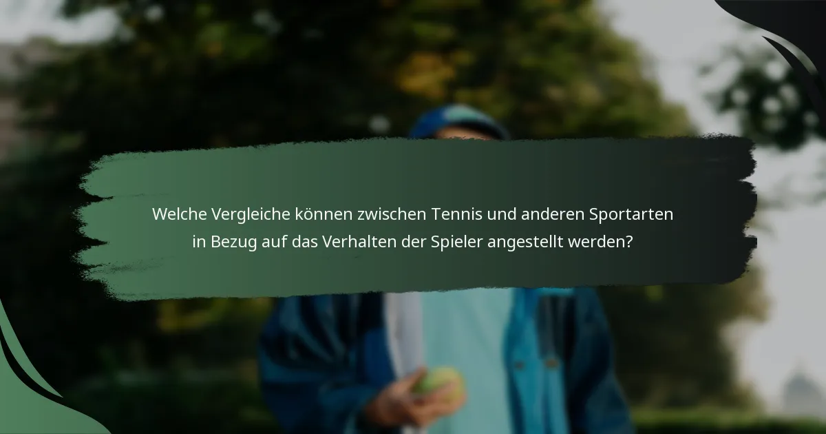 Welche Vergleiche können zwischen Tennis und anderen Sportarten in Bezug auf das Verhalten der Spieler angestellt werden?